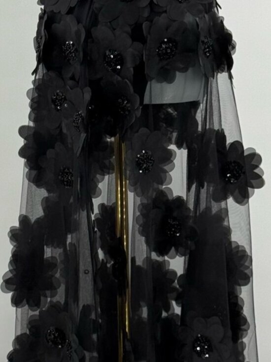 🆕 BRONX & BANCO 🧿 NWOT Rosalie Noir Floral-Appliqué Tulle Gown, Sz M US 6 - Picture 6 of 16